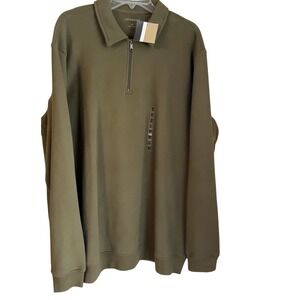Croft & Barrow Mens XL Tall Olive Green Quarter Zip‎ Pullover Sweatshirt NWT